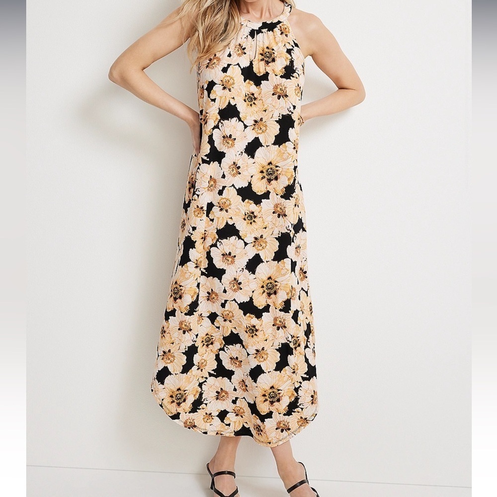 Maurices 24/7 Floral Halter Neck Maxi Dress